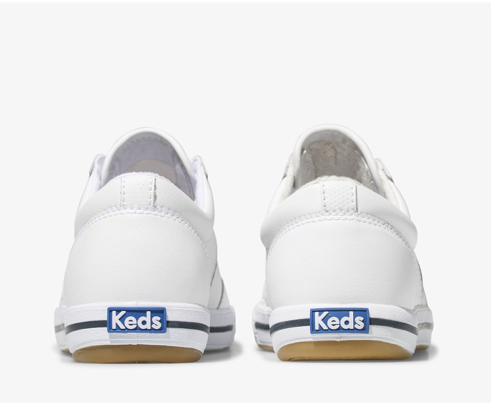 Womens Keds Sneakers - Courty Leather - White - 6354-KUXCN